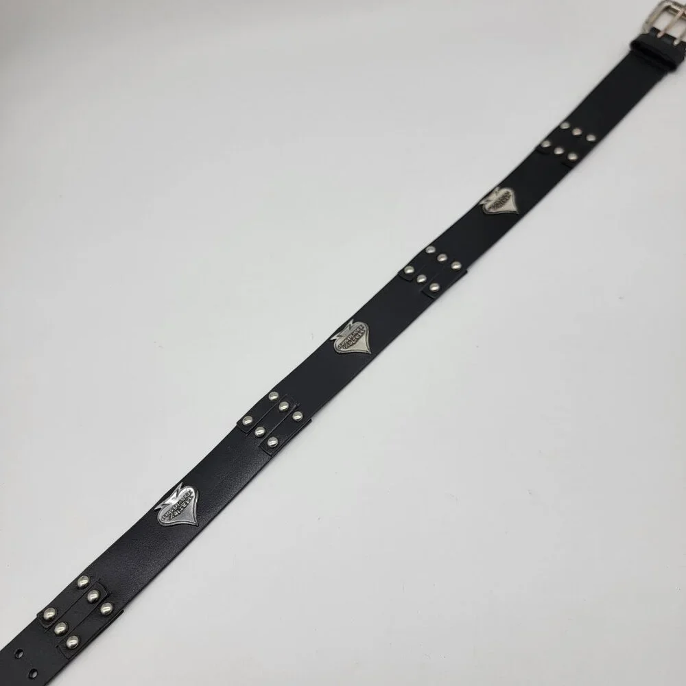 Vintage Harley Davidson Leather Belt W/ Buckle Sz 30 Studded Spades Logo 2005‎